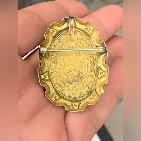 Signed Original By Robert Oval Victorian Black Glass Cabochon Brooch / Pendant - Picture 8 of 13